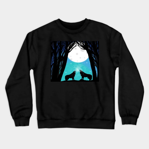 Wolf howling at the moon Crewneck Sweatshirt by Eikia